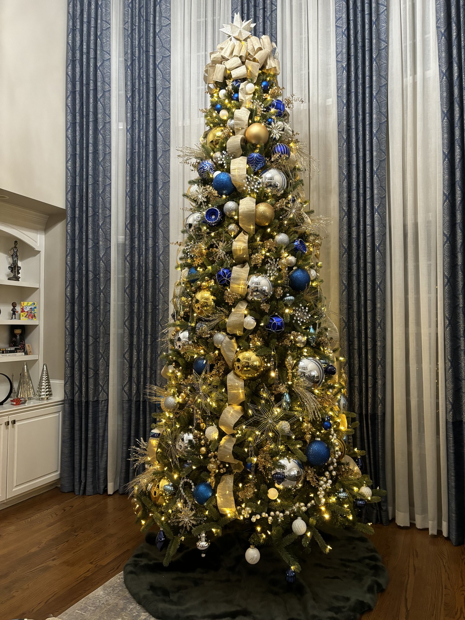 Blue and gold Christmas tree